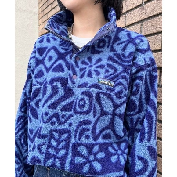 Patagonia Vintage Synchilla Island Block‎ Bluesmoke Size XS Blue Tropical 90's